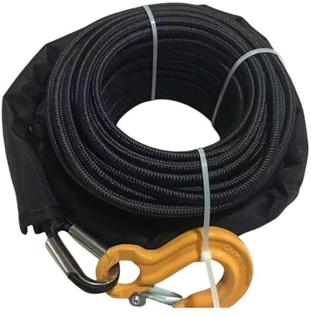 Cable sintético for cabrestante de Coche de 12 mm x 25 m, Resistente, for Accesorios de ATV, UTV y camión. Alta tenacidad(Black)
