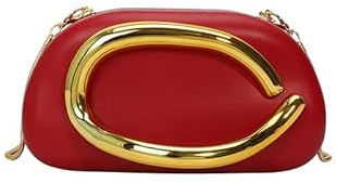Elegant aftonkoppling av PU-läder damer clutch metalldekorationer brudväska elegant handväska clutch för flickor axelväskor liten väska för bröllop födelsedagsfest, röd