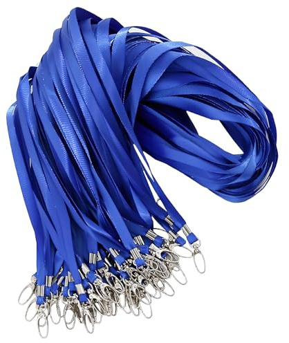 Astralong Lot de 50 Tour de Cou, Lanière de Cou avec Crochet Pivotant, Cordons pour Badge D'identité Bleu, Courroie Cordons de Cou pour Porte-clés Porte Badge Carte D'identification