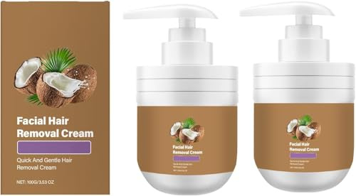 Facial Hair Removal Cream, Coconut Serum Oil Facial Hair Removal Cream for Face And Body, Gentle Body Hair Remover Cream for Women, Moisturizing & Soothing, Non Irritation for Sensitive Skin (2)