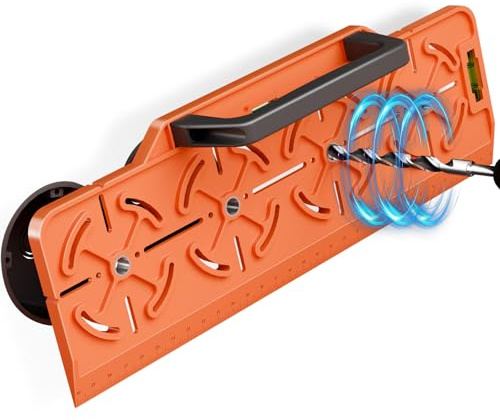 Bohrschablone Steckdose, Steckdosen Schablone mit Wasserwaage, Bohrschablone mit Griff & 30cm Lineal, Elektriker Werkzeug für Trockenbau Unterputzdose Hohlwanddose 71mm Abstand Steckdosen (Orange)