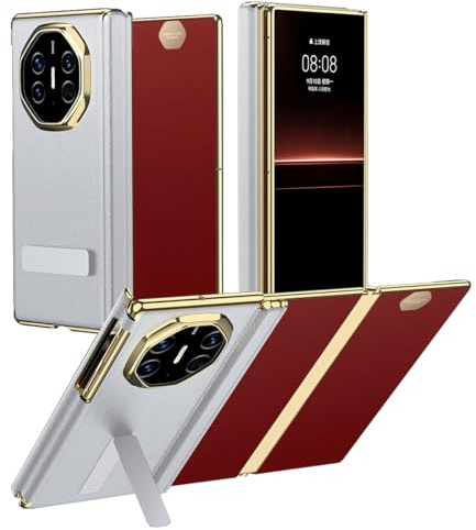 MiorMiar vikbart telefonfodral i läder för Huawei Mate XTS, ultratunt skydd med svängbart stativ för MateXT, dubbelaxlad skydd (vit, för Mate XTS)