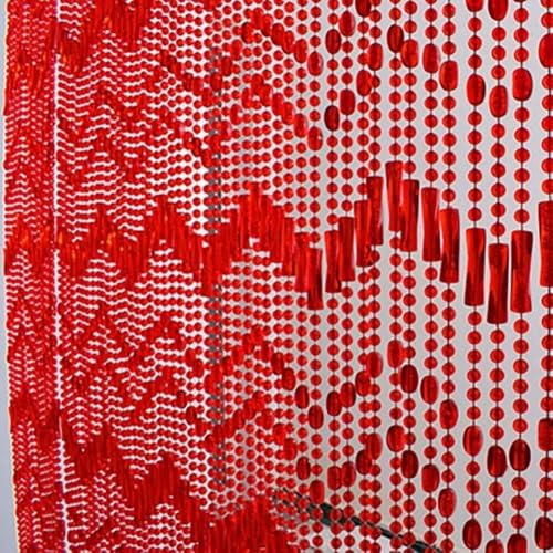 Cortina de cuentas rojas cuerda colgante de plástico puerta cortina puerta agujero decoración de la habitación panel pantalla aislada puerta de entrada agujero balcón personalizable-100 x 180 cm-133