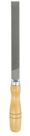 sourcing map Flat Thin Cut File 6 Double Cut Teeth High Carbon Steel Hand Rasp File with Wood Handle for Metal Wood Deburring Removing
