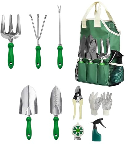 Opdestn Ensemble d'Outils de Jardinage - Équipement de Taille,Kit de Jardinage 11 Pièces - pour Femmes Débutants Jardiniers Amateurs Espaces Verts