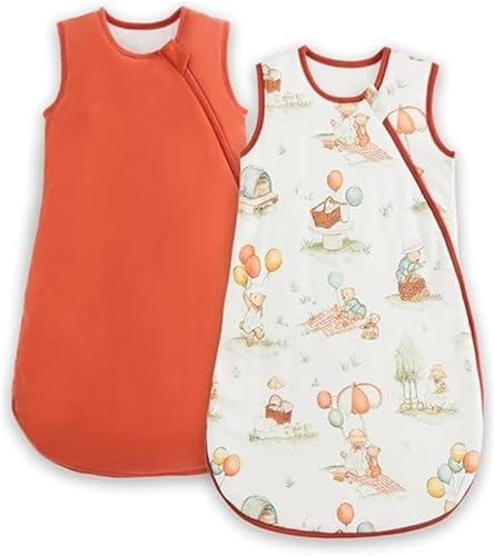 WYTbaby 2er Pack Baby Schlafsack 0.5 1 1.5 Tog, 100% Baumwolle Babyschlafsack für Kleinkind Neugeborene Jungen Mädchen 0-24 Monate