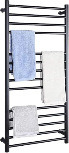 Brushed Gold 14-Bar Electric Towel Warmer - Wall Mounted Heated Towel Rail, 304 Stainless Steel Radiator for Quick Drying & Ultimate Comfort (Hardwired, Gold Finish)