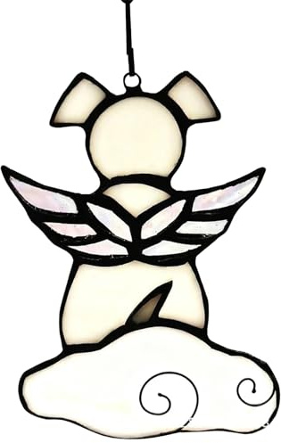 Packool Angel Wings Dog Memorial Gift, Pet Loss Sympathy Gift for Dog, Cute Dog Memorial Suncatcher with Hanging Sticker, 4.8 x 3.6 in / 12 x 9 cm Acrylic Window Hanging Decorations