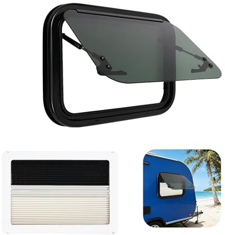HUOMMGS À Pousser Fenetre Camping Car 85° Vitrage Trempé Fenêtre Camping Car avec Moustiquaire & 18% Transmission Lumineuse Haute Qualité Fenetre van Aménagé Fenêtres pour Camping-Cars (500 x 350mm)