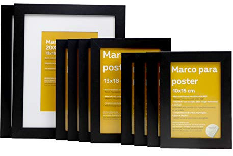 Nacnic Set 10 cornici, colore nero, dimensioni (20x25cm|x2|13x18cm|x4| 10x15cm|x4) Ideali sia da appendere alla parete che da appoggiare su scrivanie o altri mobili.
