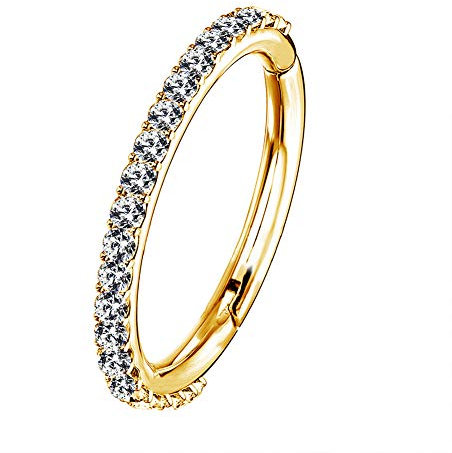 OUFER 16G Rostfreier Stahl Knorpel Ohrringe Fünf Petal Clear CZ Blume Tragus Helix Earrings Knorpel Ohrstecker Gold 6mm