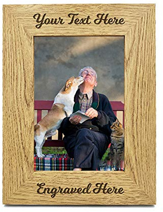 Personalised Photo Frame 4x6 Laser Engraved Wood Frame 7x5 Wooden Picture Photo Frame Custom Any Text Gift for Grandpa Grandma Thank you Teacher Graduation Nanny Grandad Christmas(Design 01 Portrait)
