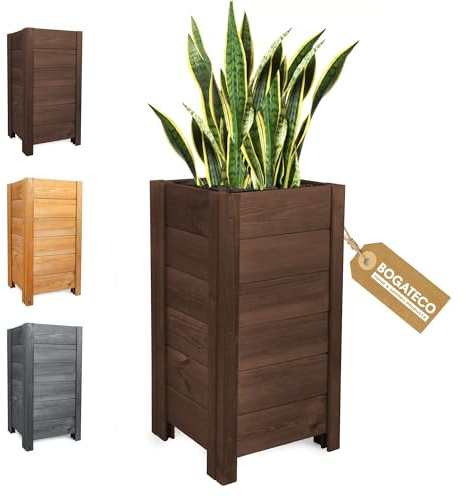 BOGATECO Pflanzkasten Pflanzkübel Groß Außen aus Holz 39 x 39 x H79 cm | Anthrazit | Blumen-Topf Perfekt für Garten, Terrasse & Balkon | Stabile Blumenkaste und Robuste Konstruktion | Imprägniert