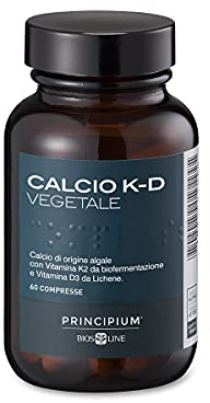 BIOS LINE Principium Calcio K-D vegetale, Integratore Alimentare per Rafforzare Ossa e Denti, Senza Glutine e Lattosio, Vegan, 60 Compresse