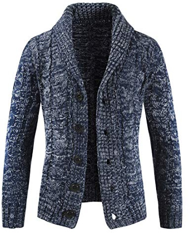 PRJN Herr, stickad v-ringad knapp, cardigan för män, stickad cardigan, lätt smal passform, stickade kläder, v-ringad, knappar, mångsidig kintted cardigan, tröja, herr, v-ringad, långärmad tröja, B-blå, M