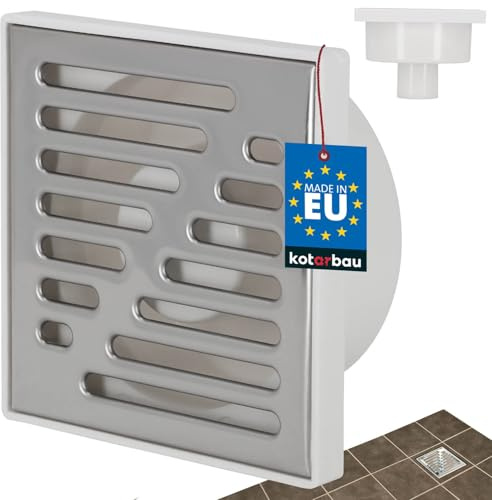 KOTARBAU® Bodenablauf 50 mm Abflussgitter Edelstahl quadratischer Duschrinne Duschablauf Bodenrinne Weiß 150 x 150 mm
