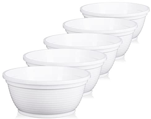 TYMAR Set di 2 ciotole per fiori in plastica, per giardino, balcone, terrazza (bianco, ø 20 cm)