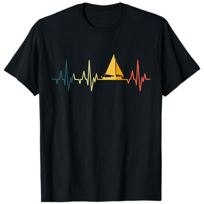Segelboot Herzschlag Retro Segeln EKG Boot Segler T-Shirt