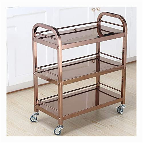 SGSG Barwagen mit Rädern, Home Veranda Barwagen Geeignet für Küche, Club, Wohnzimmer Küche Barwagen Küchenwagen mit Aufbewahrung (Roségold)