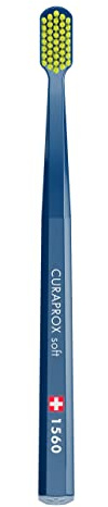 Curaprox CS 1560 Soft Toothbrush – Adult Gum Care and Plaque Removal | Gentle Transition for Firmer Brush Users | Single Pack, Navy-Lime