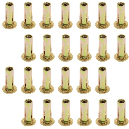 Qjaiune 25 Stück Multi-Grip Nietmuttern, vorgewölbte Gewindeeinsätze, M6 Nietmutter, robuste Muttern, Flachkopf, Schlitznietmutter, Karbonstahl-Nietbefestigungen