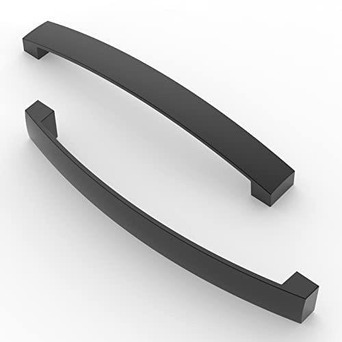FURNIWARE 10 Pack Matt Black Cabinet Handles 160mm(6.3) Hole Center, A02 | Modern Handles for Kitchen Cupboards, Chest of Drawers, Bathroom Vanities, & Wardrobe Doors, Home Renovation & DIY Projects