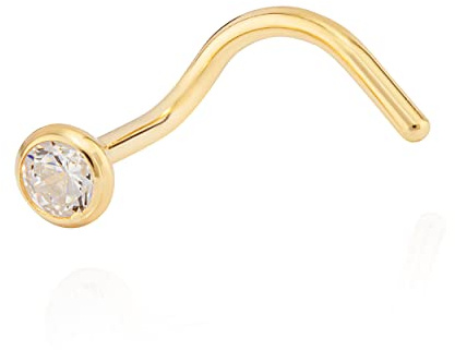NKlaus Nasenpiercing 750 Gold 18 Karat Nasenstecker Spirale Form 2,5mm Zirkonia Weiß 11224