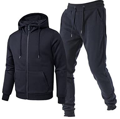 TONY BACKER Survêtement en Coton Sportif pour Homme avec Fermeture Éclair, Ensemble pour la Maison, L