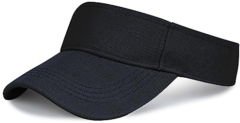 Marrywindix 1 Piece Black Sports Sun Visor Adjustable Visor for Women and Men (One Size) Black -, One Size