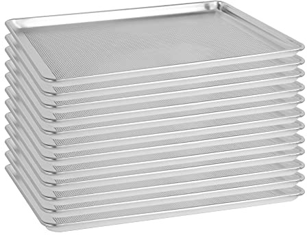 BIEAMA 12 Pack Full Size 26 x 18 Aluminum Baking Sheet Pan Perforated, Commercial Bakery Equipment Cookie Sheets, NSF Approved Baking Tray
