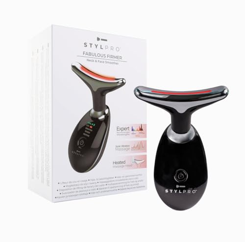STYLPRO Fabulous Firmer LED Masajeador de Cara y Cuello - Terapia de luz LED para estiramiento de la piel, lifting, aumento de colágeno, reducción de arrugas y reafirmante