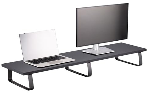 IDIMEX Monitorständer Milford - Desktop-Organizer, Schwarz, 100x27x13 cm, Belastbar bis 20kg, Modernes Design, Einfache Montage