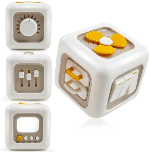 mciskin Busy Activity Cube for Toddlers,Motorikwürfel Spielzeug,Montessori Spielzeug,Schalter Lüfter Spiegel Tasten Schubladen Lernenals Fidget Toys,für Babys und Kleinkinder 1 2 3 4 Jahre.
