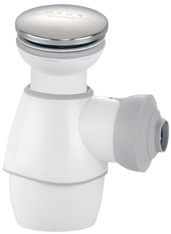 Wirquin 30724383 Kit bonde et siphon Quick-Clac pour lavabo ou évier ⌀32-40 mm avec clapet recouvrant chromé