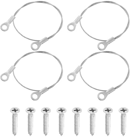 QUARKZMAN 4 Stück Drahtseil Edelstahl, 10cmx1,5mm 304 Edelstahl Stahlseil mit Ösen Verbindungsmittel mit Selbstschneidenden Schrauben für Verbinden Möbel Lampenaufhängung