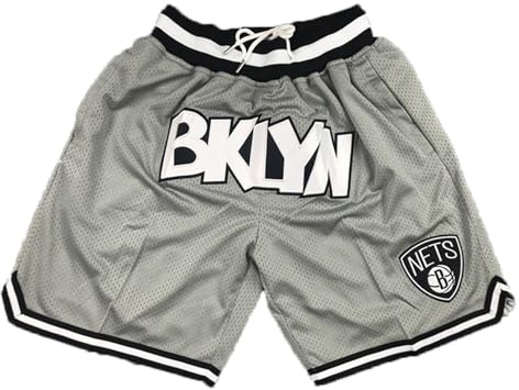 MCQOmcil Herren NBA Nets Basketball Shorts hochelastische atmungsaktive Sporthose(3,L)
