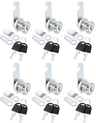 PATIKIL 3/4 Cabinet Cam Locks, 6 Pack Keyed Alike Cam Locks Set Zinc Alloy Storage Lock with Keys for File Drawer Mailbox Toolbox, Silver Tone