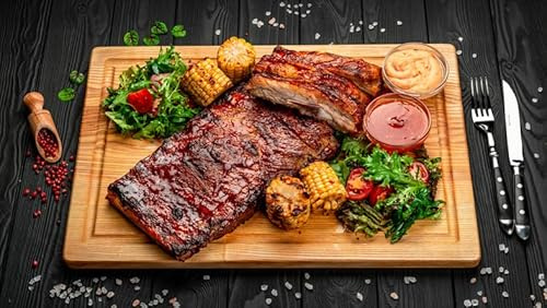 New York Steak & Seafood Frozen Cooked Baby Back Ribs - Each Rack is Smothered in a Zesty BBQ Sauce (2 Racks)