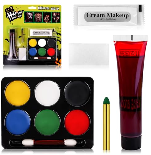 SFX Makeup Kit Halloween schminke set, Make-up Fake Blood | Halloween Kunstblut, 6 Farben Gesicht Body Painting Öl, Gesichtsfarbe für Halloween, Cosplay, Theater