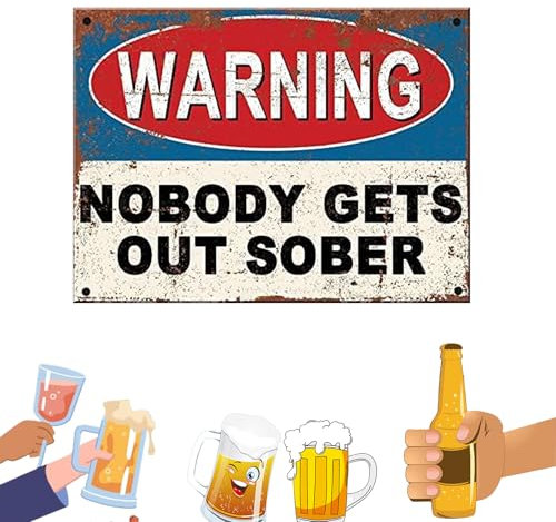 Asheyya Funny Metal Bar Signs, Home Pub or Outdoor Garden Bar Accessories, Man Cave Retro Memorabilia (20cm X 15cm)