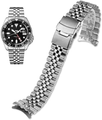 Edelstahl Uhrenarmband Gebogene Enden Uhrenarmbänder 18mm 19mm 20mm 21mm 22mm 23mm 24mm Metall Armband Schnellverschluss Ersatzarmband für Herren Damen Entfaltungsschnalle Schwarz Silber Gold