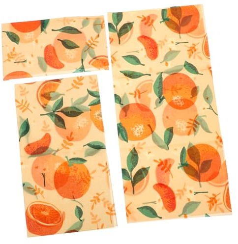 Didiseaon 3feuilles Alimentaire Cire Abeille Biologique Réutilisable Film Alimentaire Écologique pour Conservation des Aliments Respirant Et Protecteur Lot de Oranges