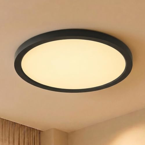 LQWELL LED Deckenleuchte Ultra Dünn Schwarz 30cm 23W 3000K