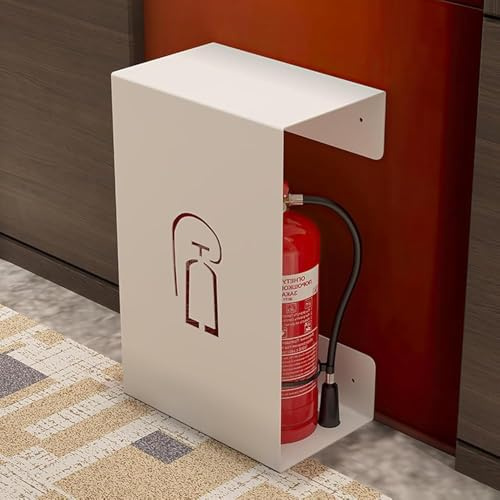 XIAGJAO Funda hueca para extintor, soporte para extintor de incendios, montaje en pared, soporte decorativo para extintor, caja supresora de incendios de hierro (color: blanco)