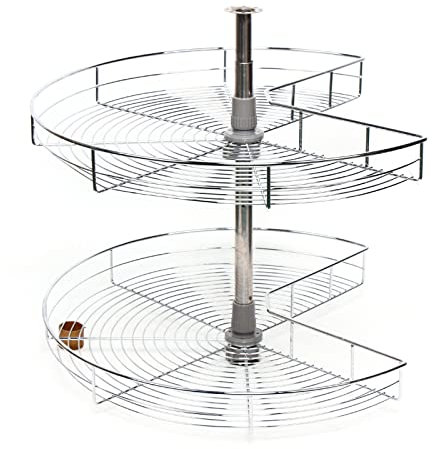 2 Capas Armario de Cocina, Cesta Giratoria de Rotación 270°, Estante Giratorio de Esquina, Altura Ajustable 54.4-77cm, Armario Esquinero para Organizar y Almacenar Utensilios