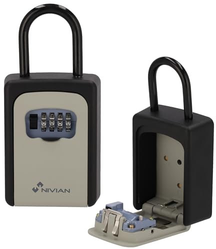 NIVIAN - Caja de Seguridad para Llaves, Caja de Cerradura, Armarios de Llaves, Pared. Alta Resistencia, para hogares y Negocios (Caja de Llaves con Enganche)