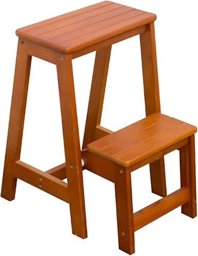 Marchepied en Bois 2 marches Pliables léger et Pliable pour intérieur et extérieur - Maison Cuisine Loft Camping - Capacité de 150 kg