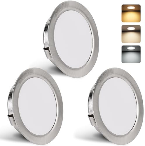 YindaLux Set di 3 faretti LED da incasso, 230 V, 3 W, 3000 K, bianco caldo, 4000 K, bianco neutro, 6000 K, luce bianca fredda, faretto LED ultra piatto, 300 lm, foro 55-58 mm e 15 mm, IP44, faretti da