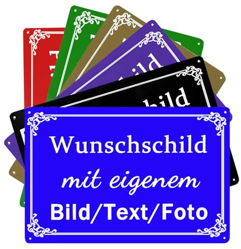 CCZUIML Blech-Schild Selbst Gestalten,Wunschtext Schild Personalisiert,Schilder Selbst Gestalten mit Text/Name/Bild/Logo/Schrift Für Garage,Hotel,Parkplatz,Schule,Carport,Firma,Garten, Wohnadress