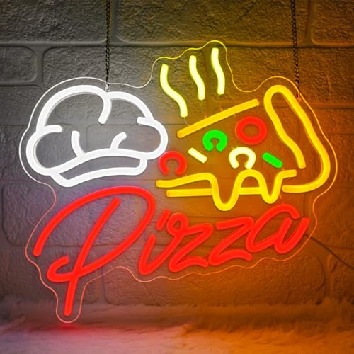 Lxmoneon Pizza Neonskylt Färgglada neonpaneler i form av en pizzaskiva för väggdekoration Neonpaneler i pizzaform för företag för hem bar kök restaurang pizzeria